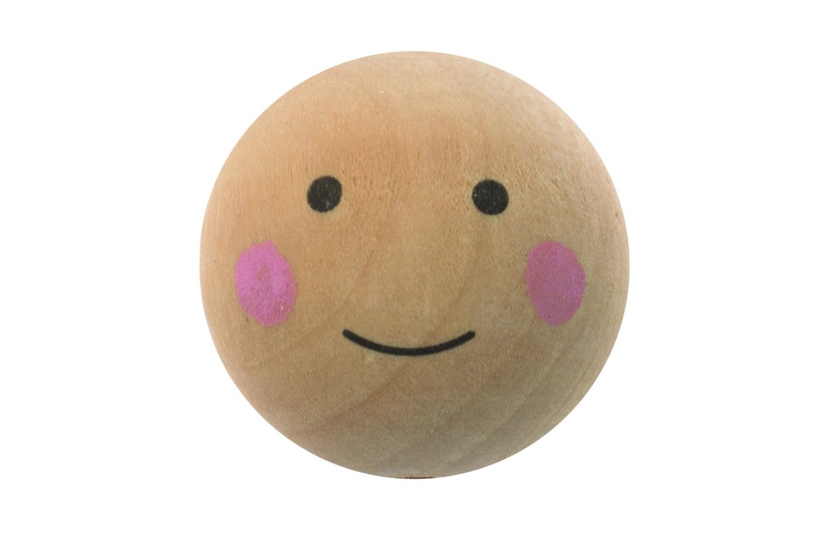 Houten ballen, geboord, gezicht beschilderd 2,5cm Stk